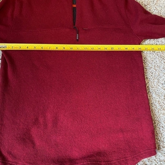 𝅺HORNY Toad Wool Blend Sweater Size Small 1/4 Zip Front Zip Pocket Red Popover - Picture 8 of 8